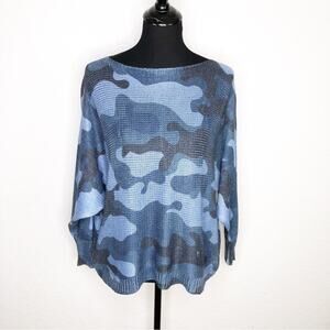 Free for Humanity navy blue and blue camo sweater